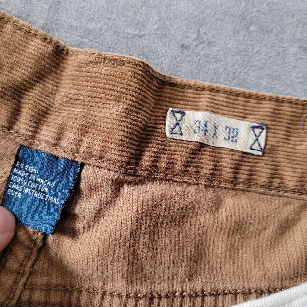 Polo Ralph Lauren‎ Corduroy Brown Pants Chino Mens Actual Size 34 x 31